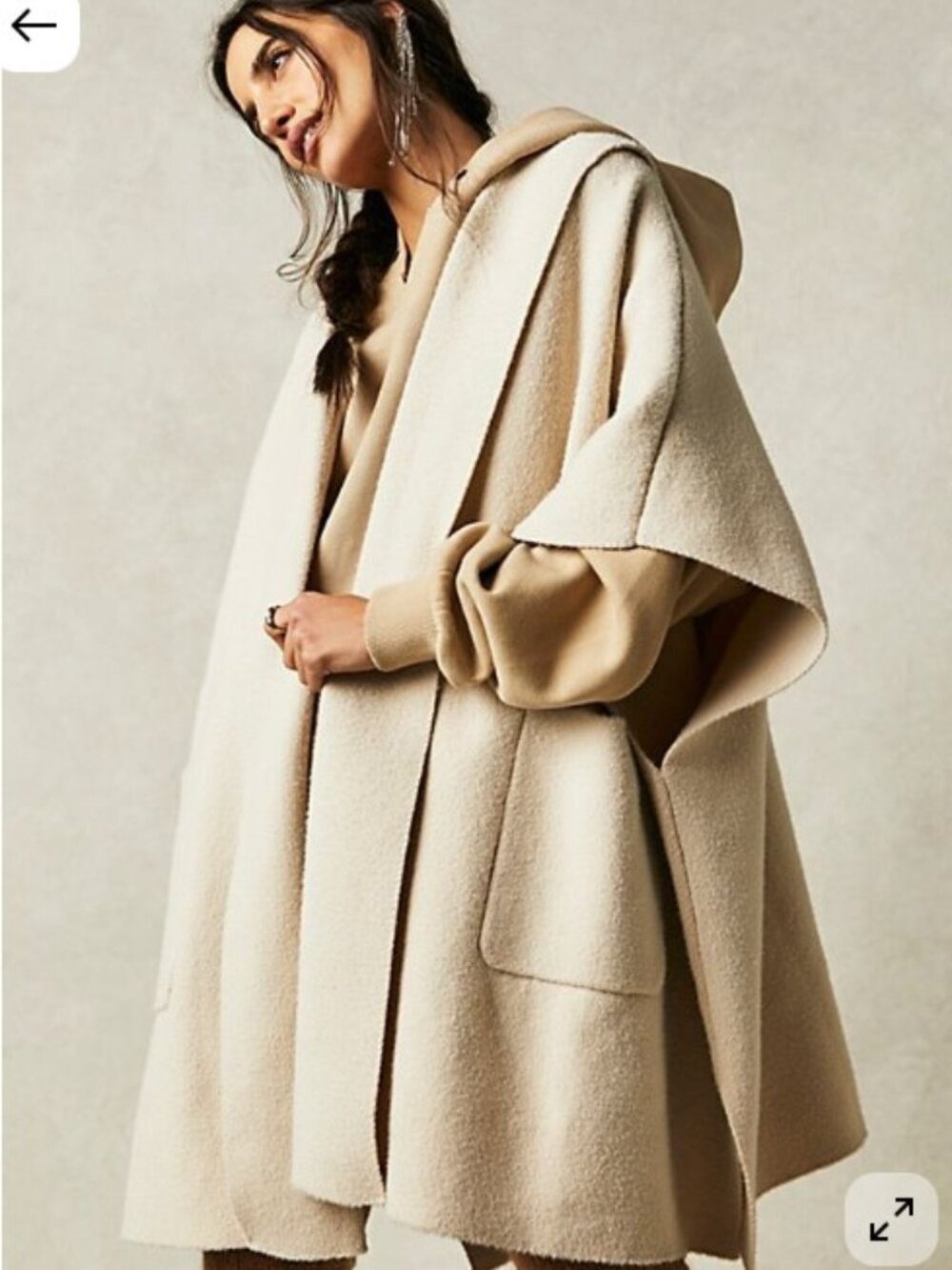 NWT Free People All I Need Cozy Hooded Duster in Creme